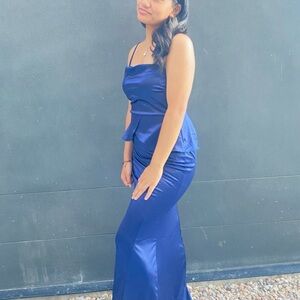 Elegant Blue Satin Gown